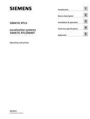 Siemens SIMATIC RTLS4040T Operating Instructions Manual