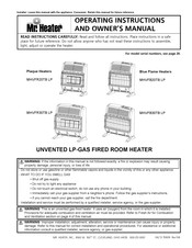 Mr. Heater Plaque MHVFR20TB LP Operating Instructions And Owner's Manual
