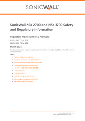 SonicWALL NSa 3700 Safety And Regulatory Information Manual