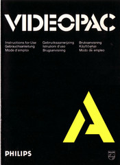 Philips VIDEOPAC Instructions For Use Manual