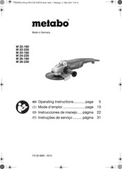 Metabo W 22-230 Operating Instructions Manual