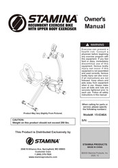 Stamina 15-0340A Owner's Manual