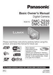 Panasonic Lumix DMC-ZS27 Basic Owner's Manual