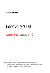 Lenovo a7600 Quick Start Manual
