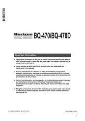 Horizon Fitness BOOK BINDER BQ-470 Important Information Manual