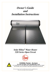 Rheem Solar Hiline 52D180R7/1NPT Owner's Manual And Installation Instructions