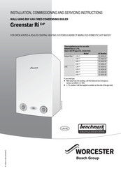 Bosch Worcester GREENSTAR 15Ri ErP + Installation, Commissioning And Servicing Instructions