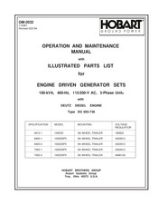 Hobart 100D20P5 Operation And Maintenance Manual With Illustrated Parts List