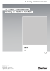 Vaillant 0020171334 Operating And Installation Instructions