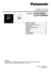 Panasonic CZ-RTC6WBLW Installation Instructions Manual