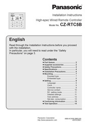 Panasonic CZ-RTC5B Installation Instructions Manual