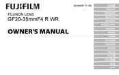 FujiFilm FUJINON GF20-35mmF4 R WR Owner's Manual