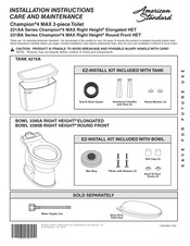 American Standard Champion 4 MAX 231AA Series Installation Instructions Care And Maintenance