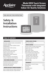 Aprilaire 8910 Safety & Installation Instructions