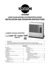 Toyostove L-73AT Assembly, Installation And Operation Instructions