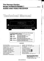 Harman Kardon AVR80MKII Technical Manual