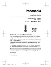 Panasonic KX-HNC800B Installation Manual