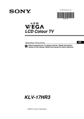 Sony WEGA KLV-17HR3 Operating Instructions Manual
