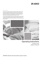 Asko T754CW Operating Instructions Manual