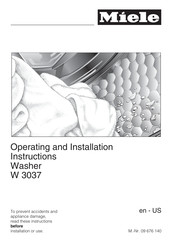 Miele W 3037WH Operating And Installation Instructions