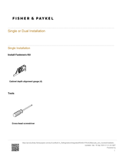 Fisher & Paykel RS4621FRJK2 Installation Manual