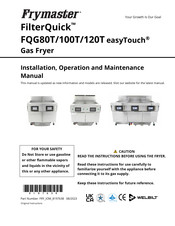 Frymaster FilterQuick FQG80T Installation, Operation And Maintenance Manual