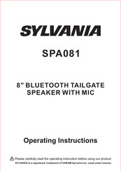 Sylvania SPA081 Operating Instructions Manual