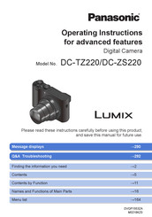 Panasonic Lumix DC-TZ220 Operating Instructions For Advanced Features
