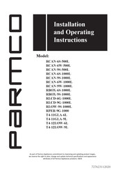 Parmco RCAN-6S-500L Installation And Operating Instructions Manual