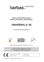 Barbas UNIVERSAL-6 65 Installation Instructions & Manual For Annual Maintenance