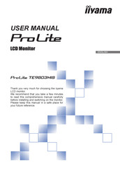 Iiyama Pro Lite TE9803MIS User Manual