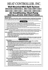 Heat Controller DMC09SB-0 Installation Instructions Manual