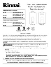 Rinnai ANS Z21.10.3 Installation And Operation Manual