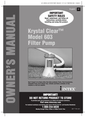 Intex Krystal Clear 603 Owner's Manual