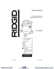 RIDGID RT1600 Owner's Manual