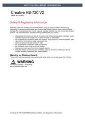 Creative EF0960 Safety & Regulatory Manual