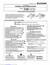 Aiphone Tc-10m Installation & Operation Manual