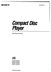 Sony CDP-C225 - Compact Disc Player Operating Instructions Manual