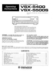 Pioneer VSX-5400 Operating Instructions Manual