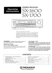 Pioneer SX-2600 Operating Instructions Manual