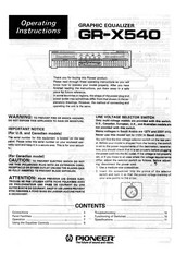 Pioneer GR-X540 Operating Instructions Manual