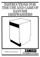 Zanussi DS 15 TCR/A Instructions For The Use And Care