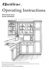 Quasar MQS0660 - MICROWAVE Operating Instructions Manual