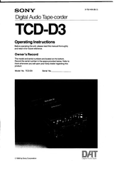 Sony TCD-D3 Operating Instructions Manual