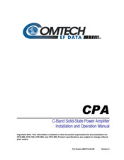 Comtech EF Data CPA-100 Installation And Operation Manual