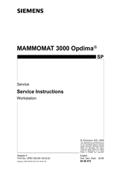 Siemens Opdima MAMMOMAT 3000 Service Instructions Manual