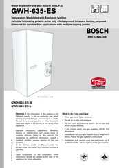Bosch Pro Tankless GWH-635-ES-N Manual