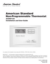 American Standard ACONT102 Installation And User Manual