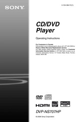Sony DVP-NS707HP Operating Instructions Manual