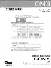 Sony CDP-490 Service Manual
